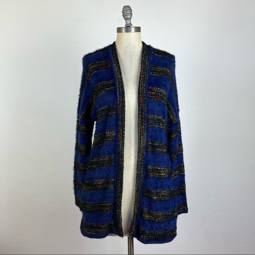 ModCloth Fuzzy Stripe Open Front Cardigan